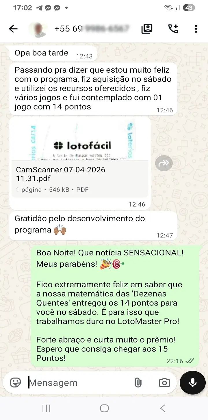 Depoimento WhatsApp Cliente 1